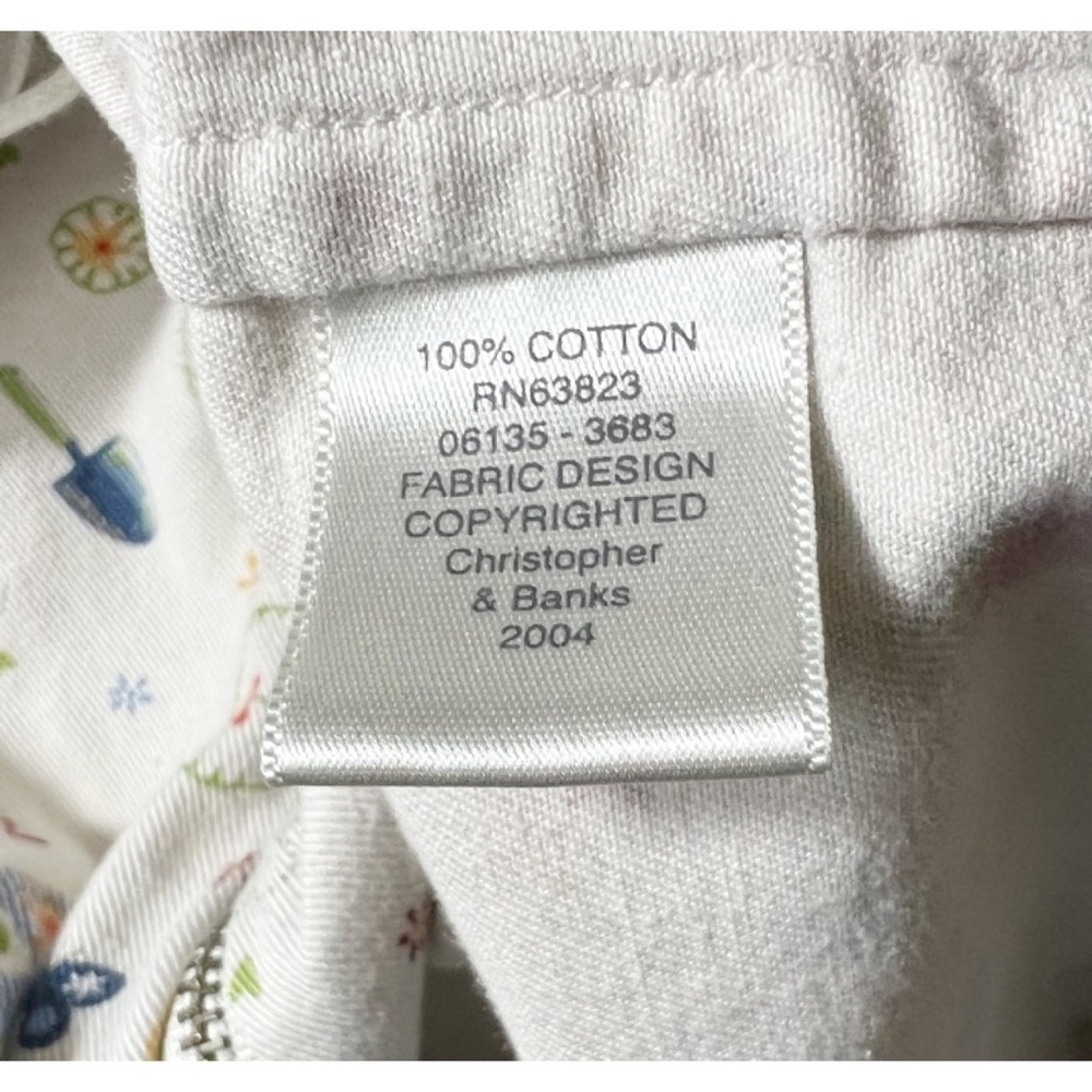 Christopher & Banks Garden Print Full Zip Cotton Jacket Tan Size Medium - Picture 6 of 8